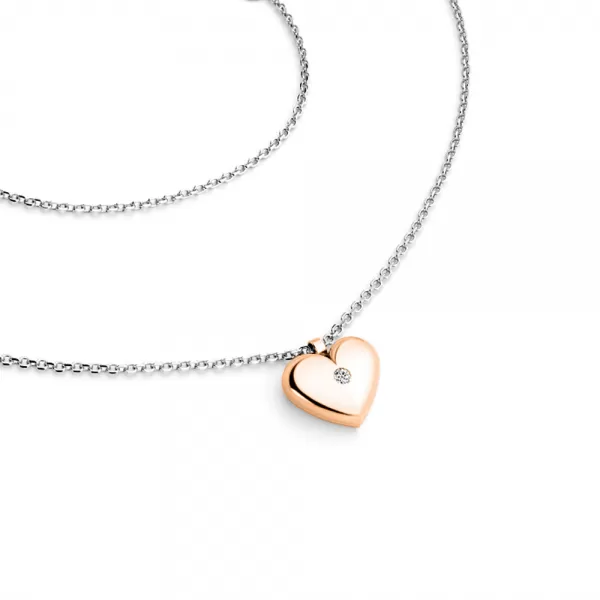 Náhrdelník srdce s diamantem 140019-NH02-BCV-DIA