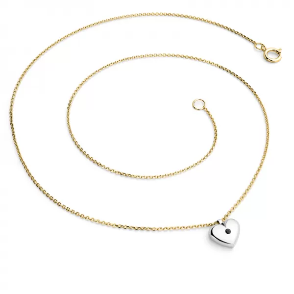 Dámský náhrdelník žluté zlato 585/1000 přírodní diamant srdce 140019-NH02-ZLB-Black