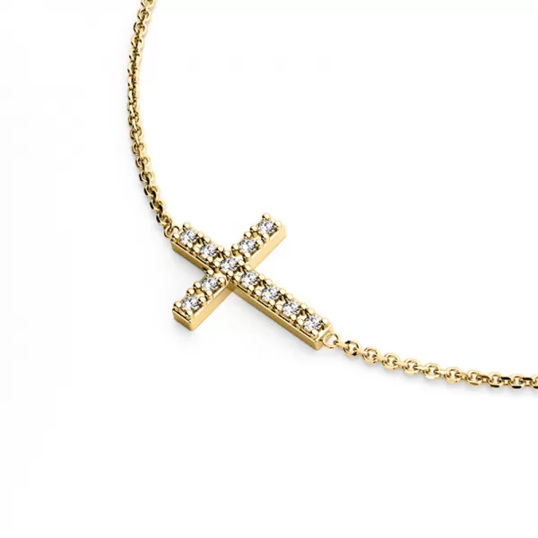 Zlatý náhrdelník s křížem a diamanty 140018-NH01-ZL-DIA