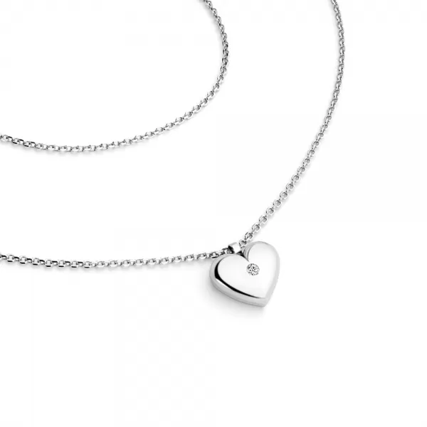 Náhrdelník srdce s diamantem 140019-NH02-B-DIA