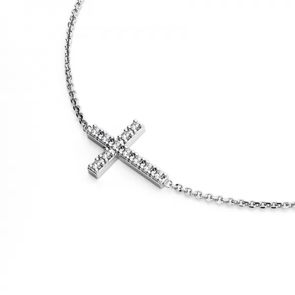 Náhrdelník s křížem a diamanty 140018-NH01-B-DIA