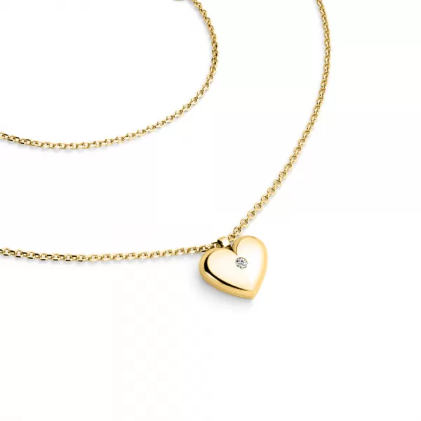 Náhrdelník srdce s diamantem 140019-NH02-ZL-DIA