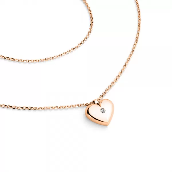 Náhrdelník srdce s diamantem 140019-NH02-CV-DIA