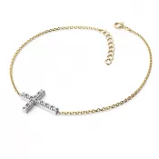 Zlatý náramek kříž s diamanty 140018-NR01-ZLB-DIA