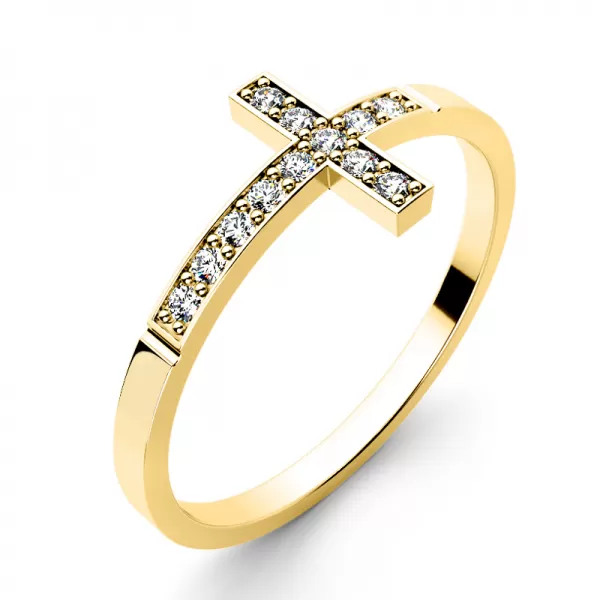 Prsten kříž  s diamanty 140032-ZL-DIA