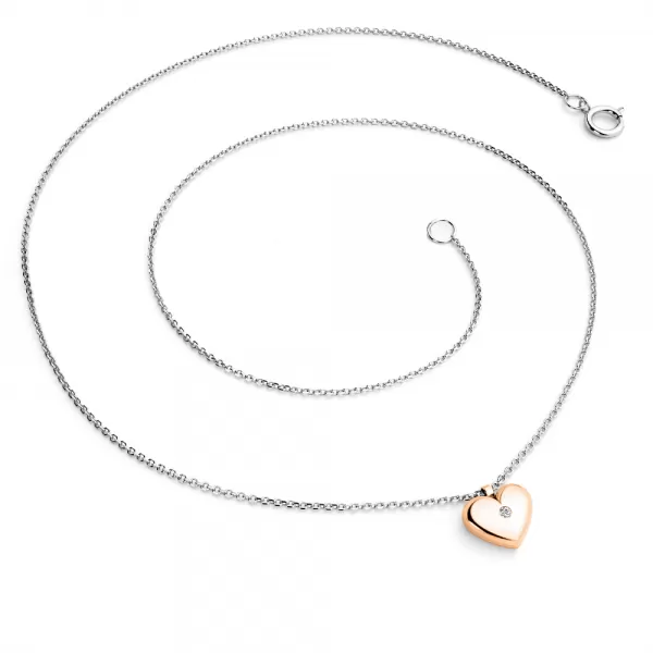Dámský náhrdelník bílé zlato 585/1000 přírodní diamant 0.012 ct G/SI srdce 140019-NH02-BCV-DIA