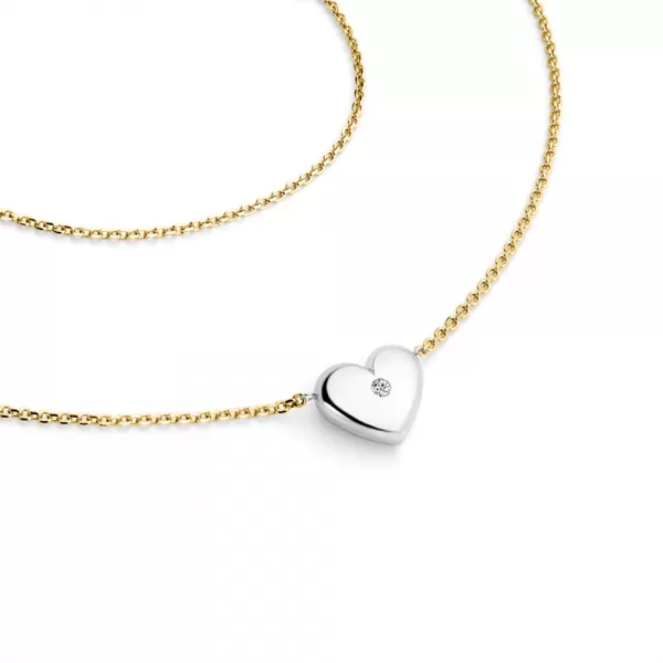 Náhrdelník srdce s diamantem 140019-NH01-ZLB-DIA