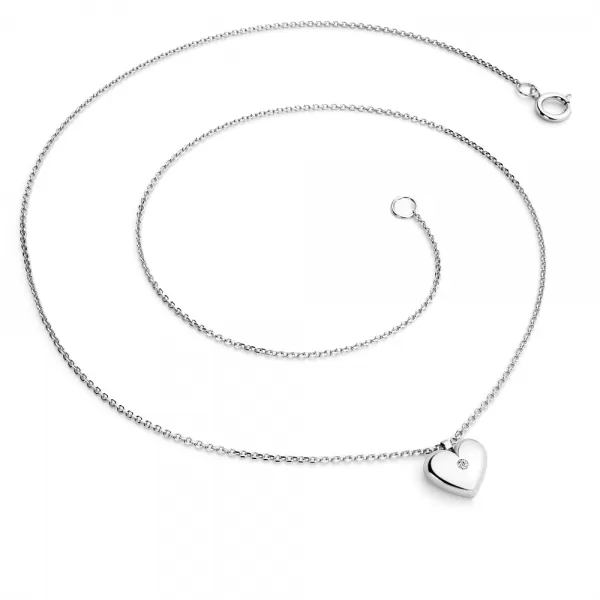 Náhrdelník srdce s diamantem 140019-NH02-B-DIA