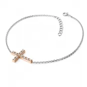 Zlatý náramek kříž s diamanty 140018-NR01-BCV-DIA