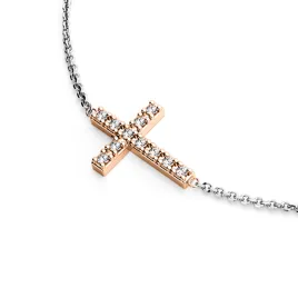 Dámský náhrdelník bílé zlato 585/1000 přírodní diamant 0.060 ct G/SI křížem 140018-NH01-BCV-DIA