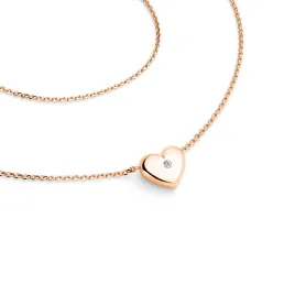 Dámský náhrdelník růžové zlato 585/1000 přírodní diamant 0.012 ct G/SI srdce 140019-NH01-CV-DIA