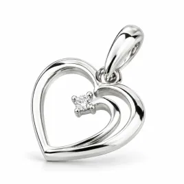Přívěsek srdce zlato 585 s přírodním diamantem 0,060ct DF1602