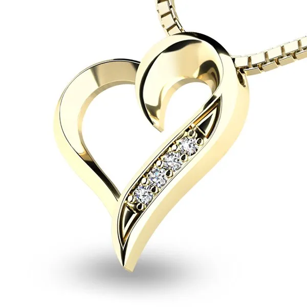 Dámský přívěsek žluté zlato 585/1000 zirkon srdce 10873-ZL-ZIR