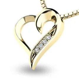 Dámský přívěsek žluté zlato 585/1000 zirkon srdce 10873-ZL-ZIR