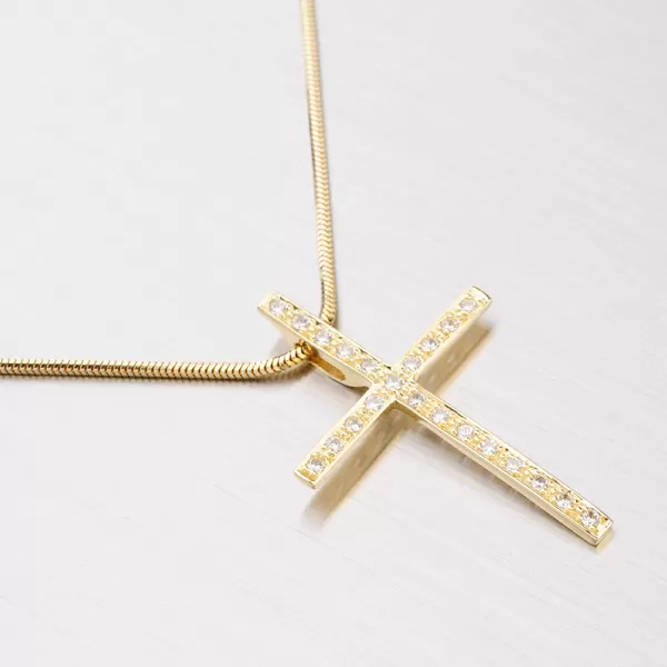 Velký zlatý kříž se zirkony 182P-130017