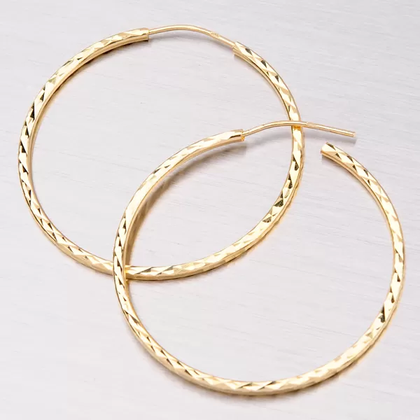 Zlaté gravírované kruhy 40 mm 12-063