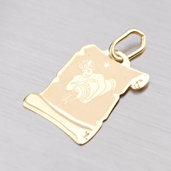 Přívěsek žluté zlato 585 pergamen - Vodnář 2-280-11