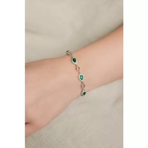 Dámský náramek stříbro 925 zirkon smaragdy PKL-4036