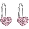 Stříbrné náušnice visací s krystaly Swarovski růžové srdce 31125.3