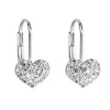 Stříbrné náušnice visací s krystaly Swarovski bílé srdce 31125.1