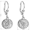 Stříbrné náušnice visací s krystaly Swarovski bílé kulaté 31109.1