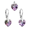 Sada šperků s krystaly Swarovski náušnice a přívěsek fialová srdce 39003.5