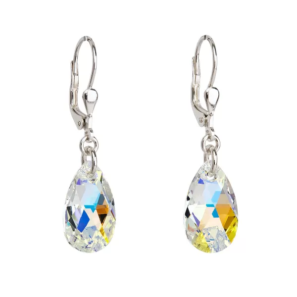 Stříbrné náušnice visací s krystaly Swarovski AB efekt slza 31063.2 31063.2-001AB