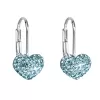 Stříbrné náušnice visací s krystaly Swarovski modré srdce 31125.3