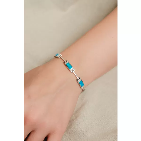 Dámský náramek stříbro 925 zirkon modrý opál a PKL-4041