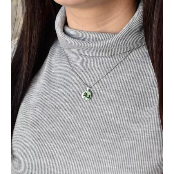 Stříbrný přívěsek s krystaly Swarovski zelený kulatý-rivoli 34112.3