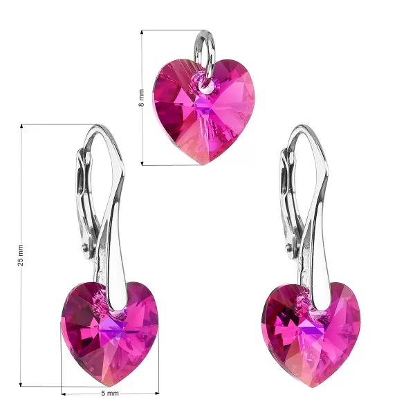 Sada šperků s krystaly Swarovski náušnice a přívěsek růžová srdce 39003.4
