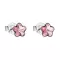 Stříbrné náušnice pecka s krystaly Swarovski růžová kytička 31080.3