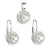Sada šperků s krystaly Swarovski náušnice a přívěsek bílá perla kulaté 39091.1