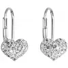 Stříbrné náušnice visací s krystaly Swarovski bílé srdce 31125.1