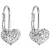 Stříbrné náušnice visací s krystaly Swarovski bílé srdce 31125.1