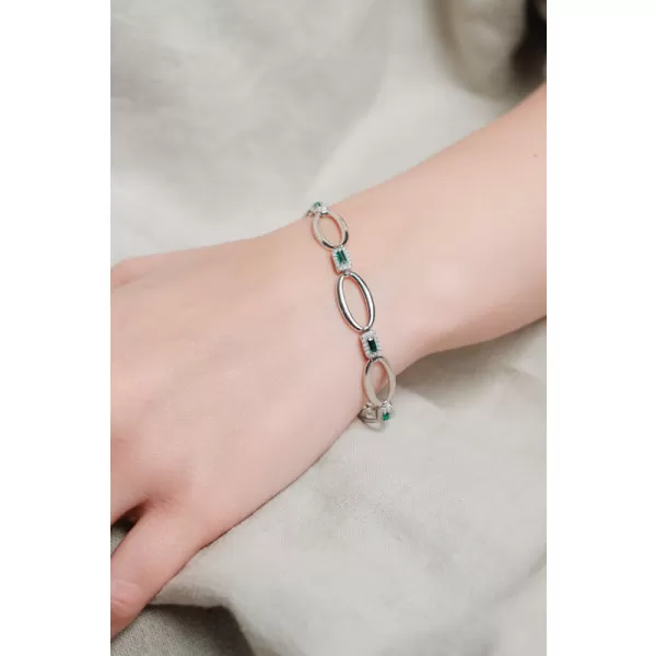 Dámský náramek stříbro 925 zirkon smaragdy PKL-4043