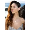 Stříbrné náušnice visací s krystaly Swarovski bílé srdce 31125.1