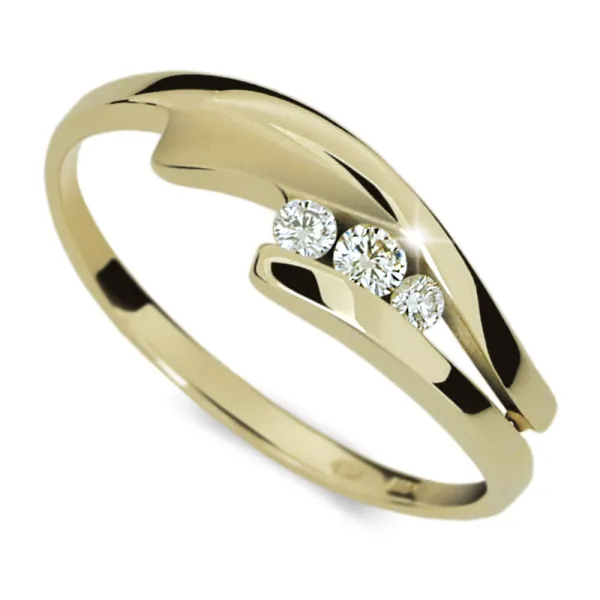 Dámský prsten žluté zlato 585/1000 s přírodními diamanty 0.102ct G/SI DF-1750-ZL-DIA