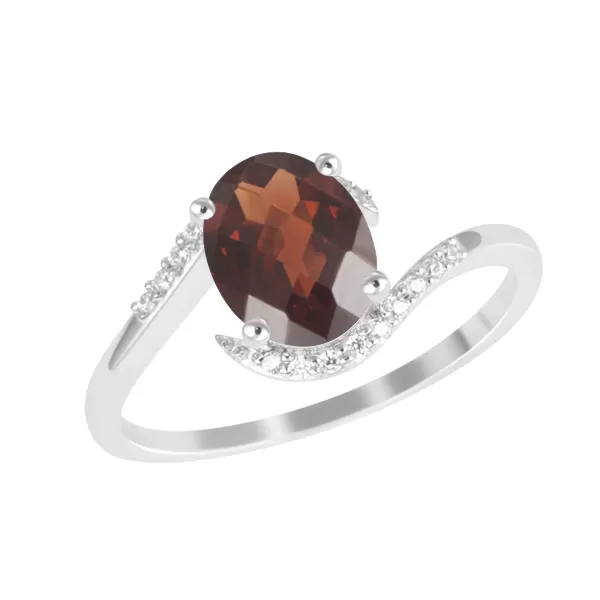 Zlatý prsten s granátem a diamanty GKW52381