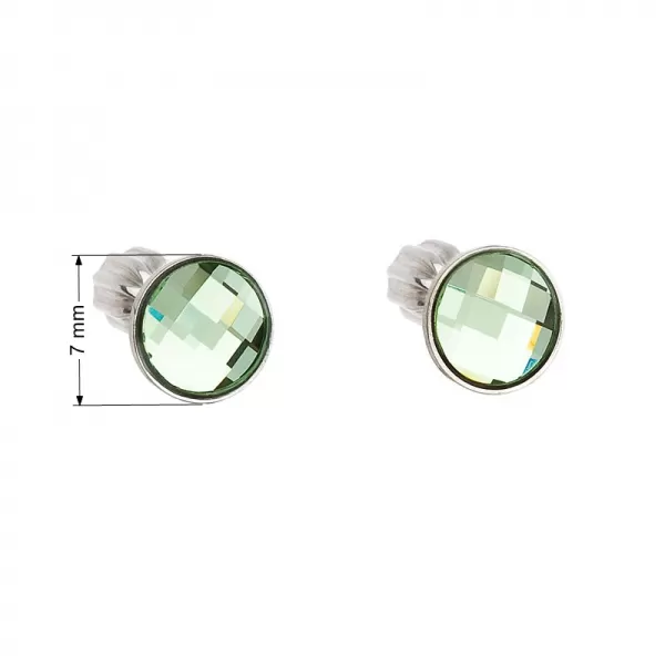 Stříbrné náušnice pecka s krystaly Swarovski zelené kulaté 31137.3