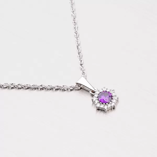 Dámský přívěsek bílé zlato 585 zirkon ametyst 357P-120086-05
