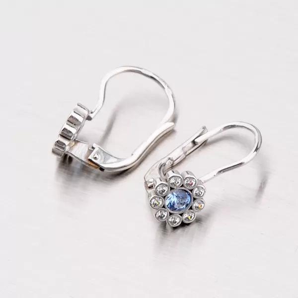 Dámské náušnice bílé zlato 585 zirkon modrý modré kameny 42-3960