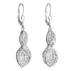 Stříbrné náušnice visací s krystaly Swarovski bílé spirála 31160.1
