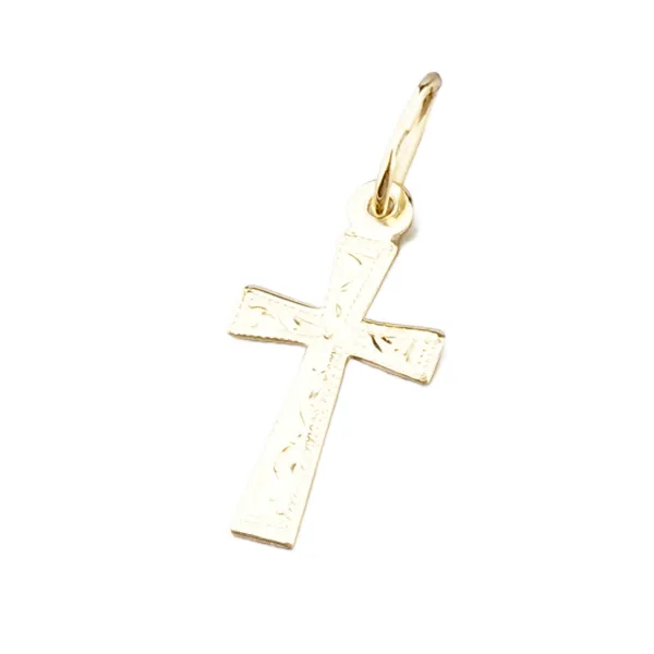 Přívěsek žluté zlato 585 křížek s gravírováním 322P-130098