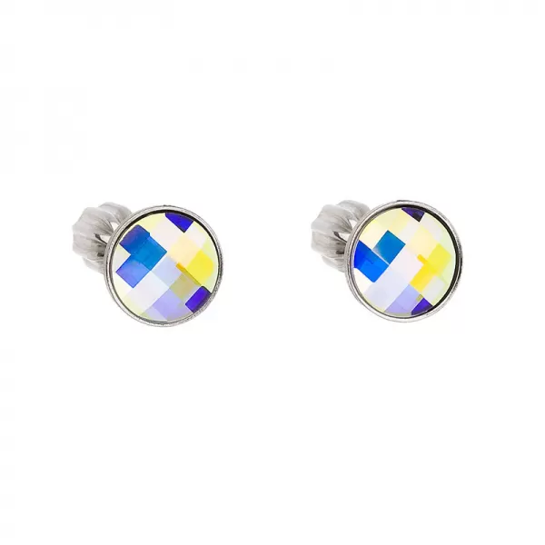 Stříbrné náušnice pecka s krystaly Swarovski AB efekt kulaté 31137.2