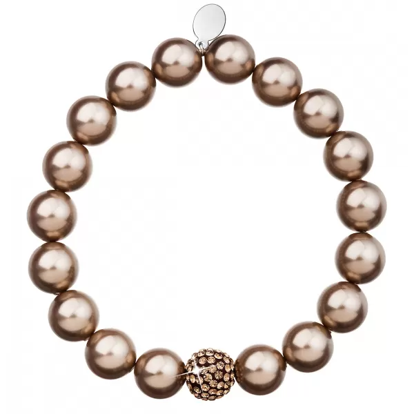 Perlový náramek hnědý s krystaly Swarovski 33074.3