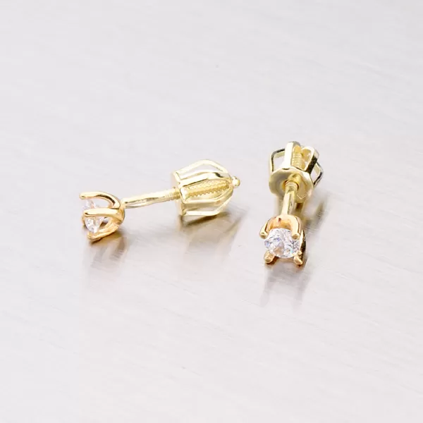 Dámské náušnice žluté zlato 585 zirkon 42-31041