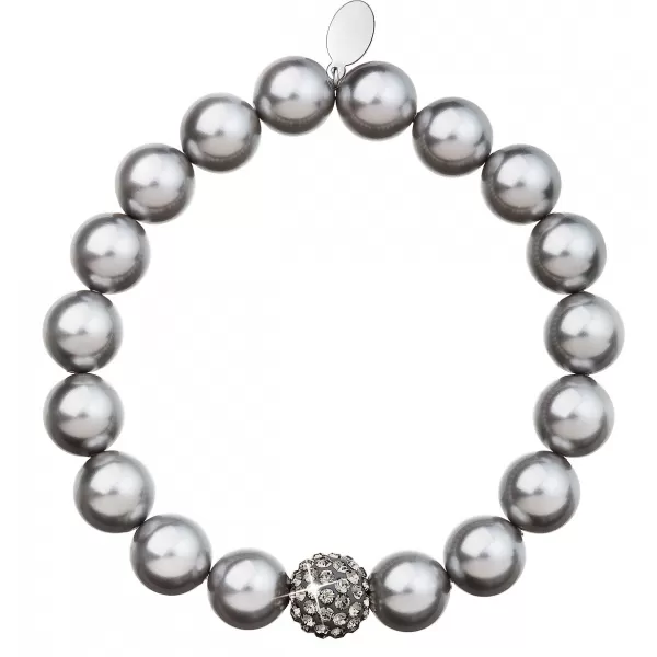 Perlový náramek šedý s krystaly Swarovski 33074.3