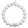 Perlový náramek bílý s krystaly Swarovski 33074.1