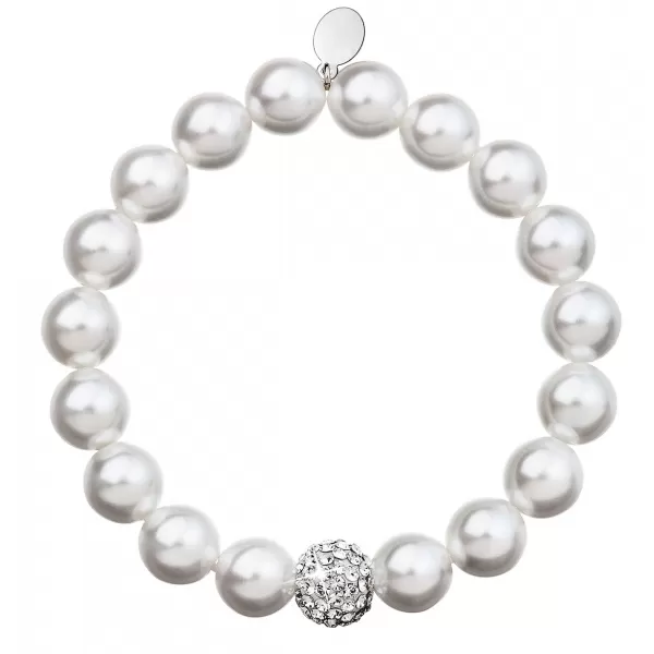 Perlový náramek bílý s krystaly Swarovski 33074.1